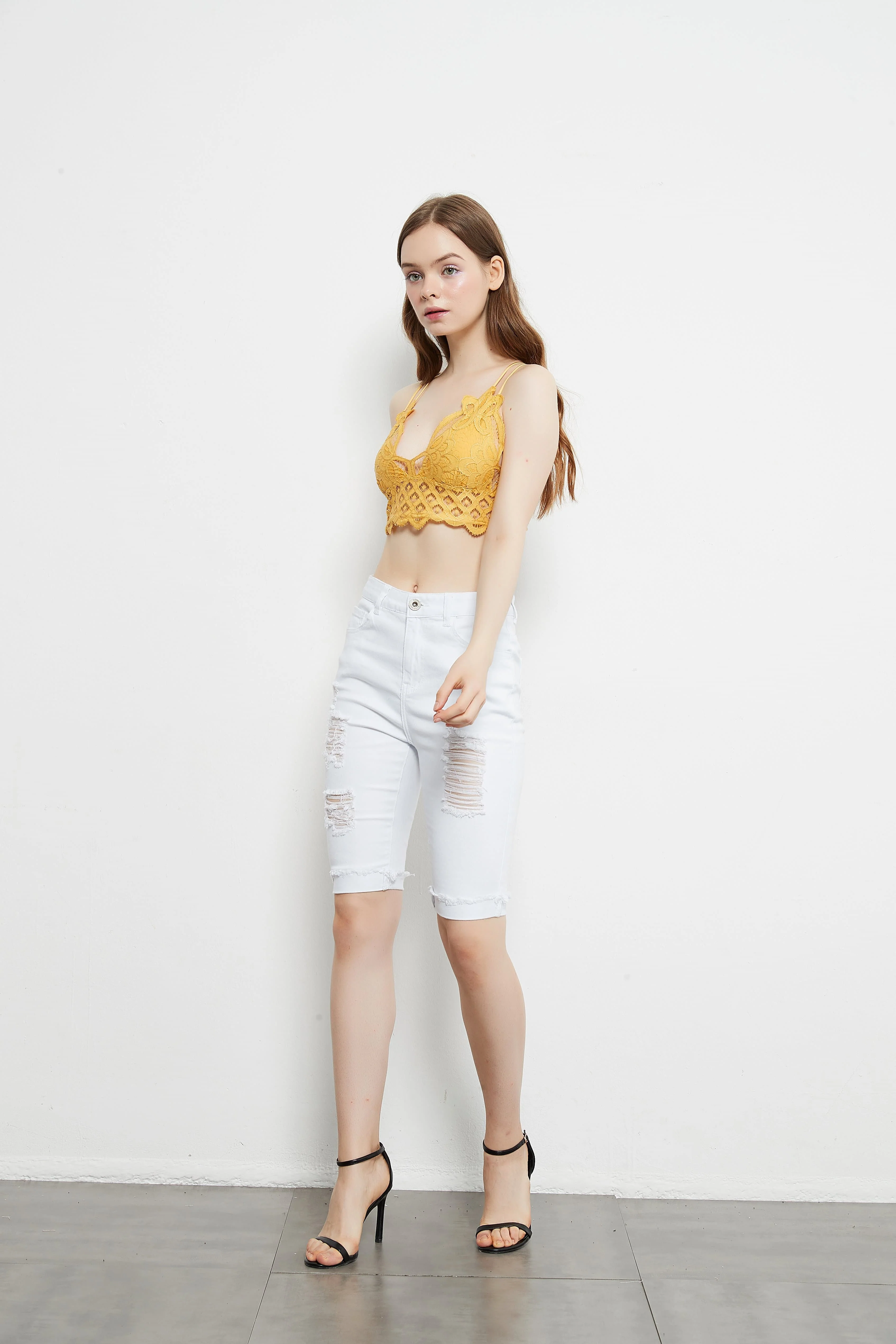 High Waisted Ripped Denim Shorts - Image 2