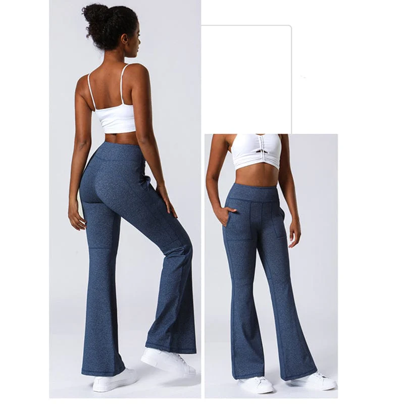 Hip Sculpting High Rise Flared Yoga Pants with Pockets - Image 10