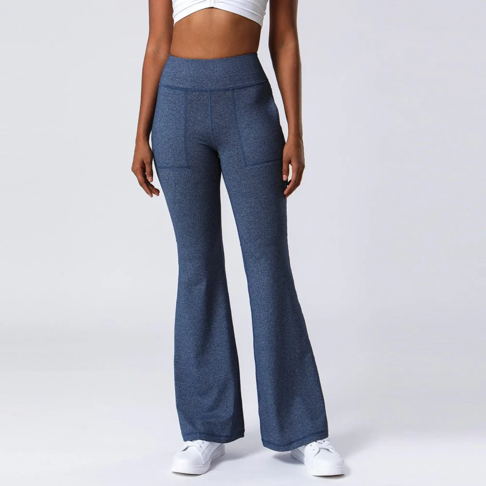 Hip Sculpting High Rise Flared Yoga Pants with Pockets - Image 11