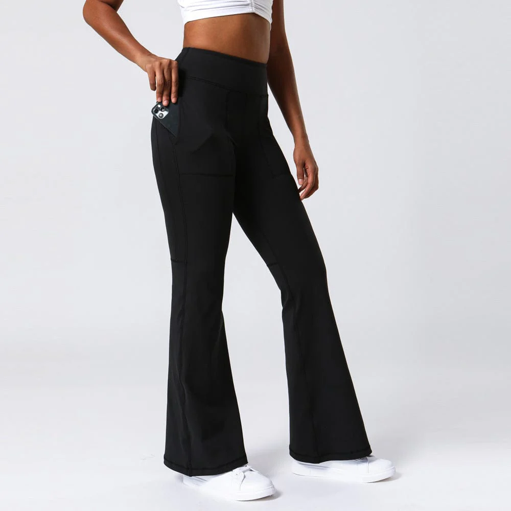 Hip Sculpting High Rise Flared Yoga Pants with Pockets - Image 13