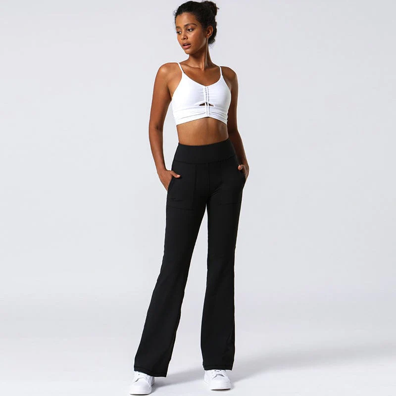 Hip Sculpting High Rise Flared Yoga Pants with Pockets - Image 16