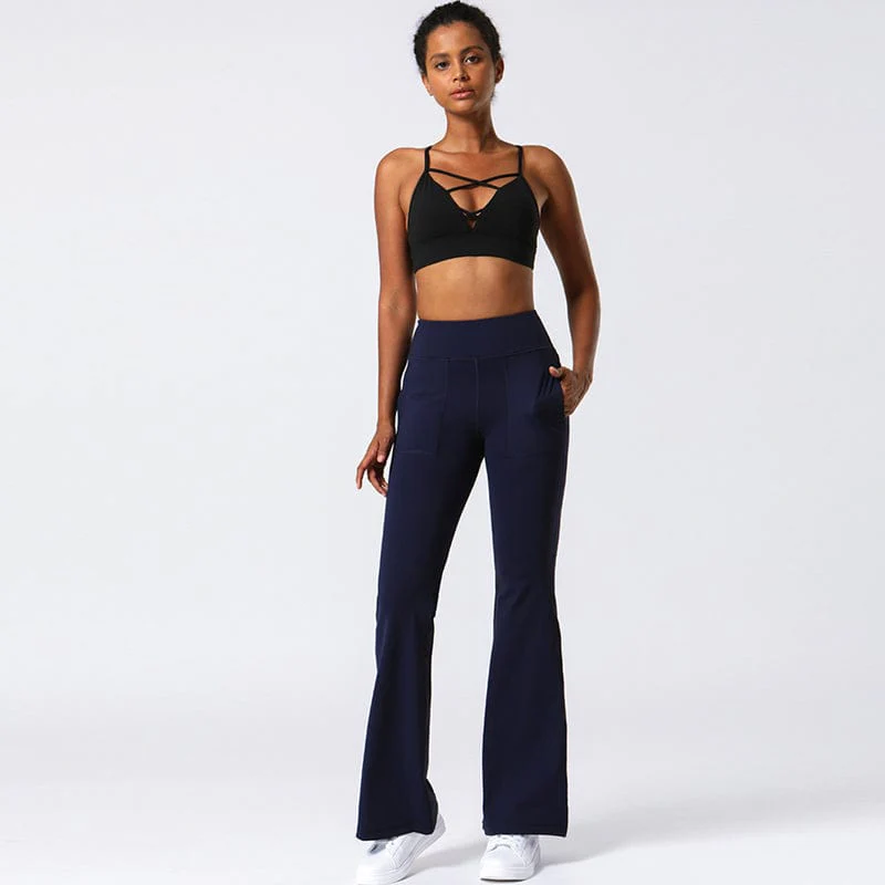 Hip Sculpting High Rise Flared Yoga Pants with Pockets - Image 18