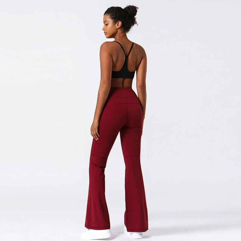 Hip Sculpting High Rise Flared Yoga Pants with Pockets - Image 2