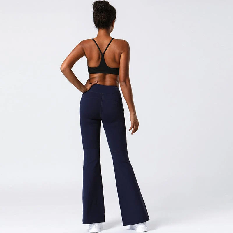 Hip Sculpting High Rise Flared Yoga Pants with Pockets - Image 20
