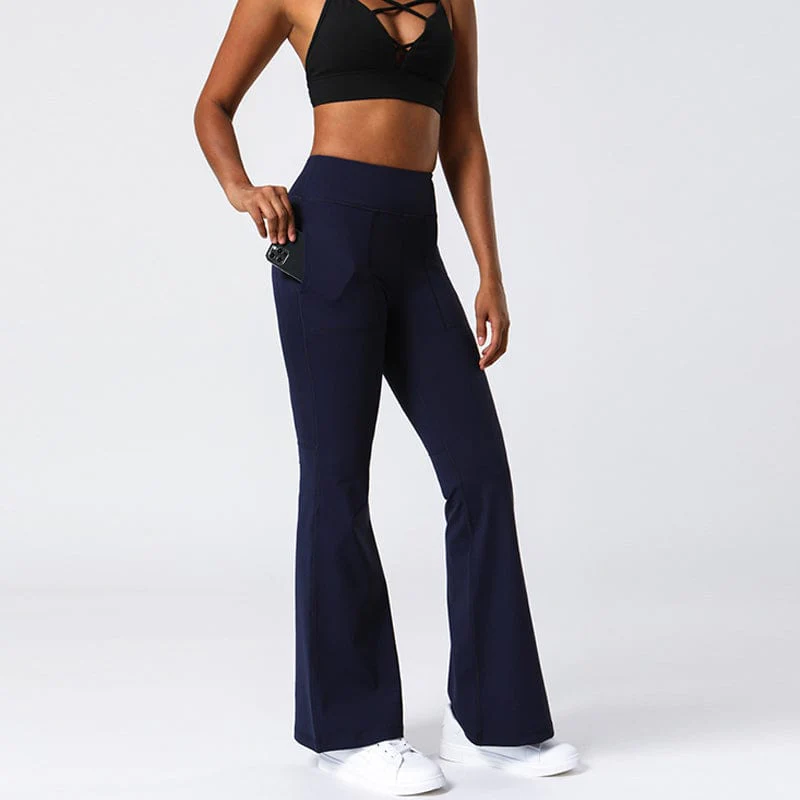 Hip Sculpting High Rise Flared Yoga Pants with Pockets - Image 21