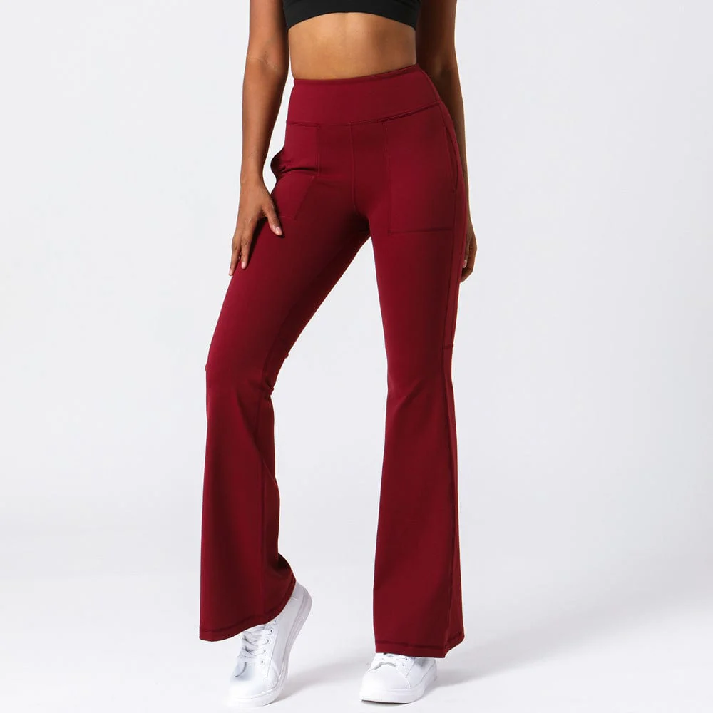 Hip Sculpting High Rise Flared Yoga Pants with Pockets - Image 3