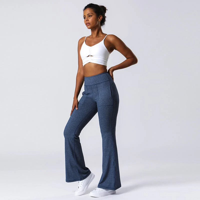 Hip Sculpting High Rise Flared Yoga Pants with Pockets - Image 9