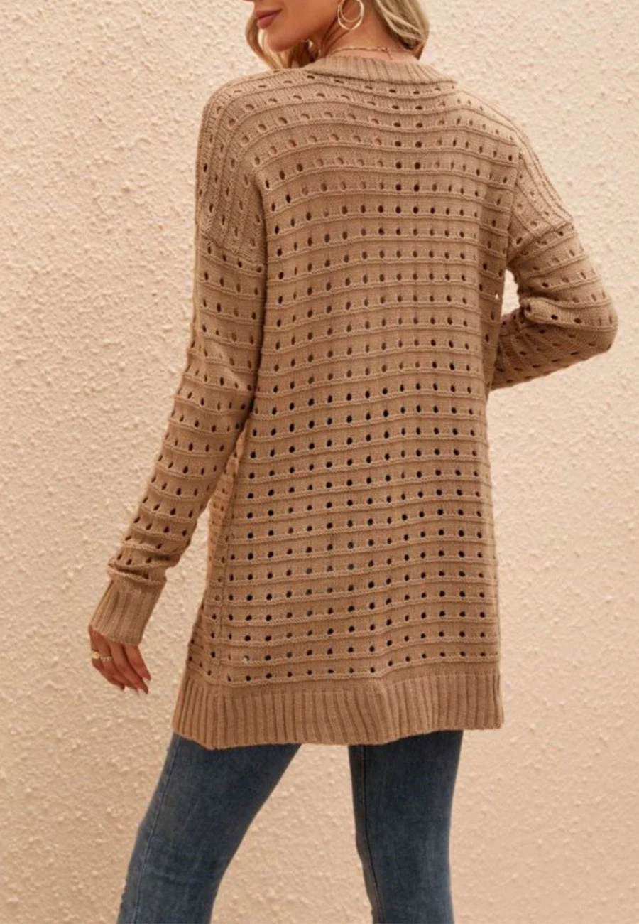 Hole Detail Knit Cardigan - Image 8
