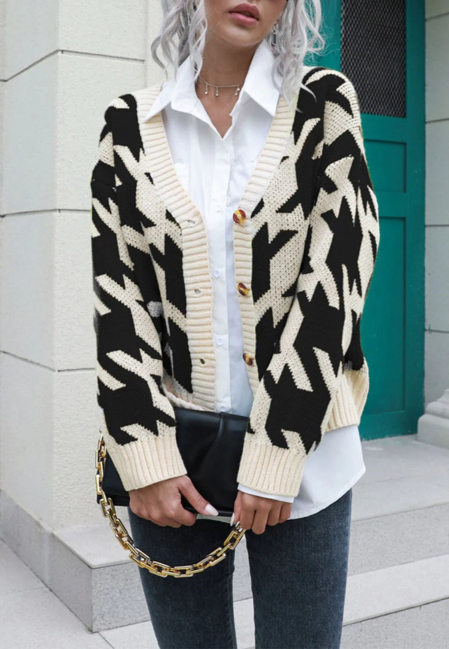 Houndstooth Button Down Cardigan - Image 2
