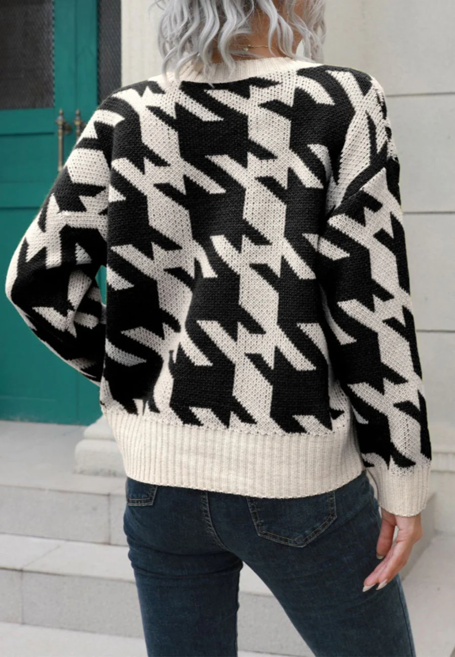 Houndstooth Button Down Cardigan - Image 3