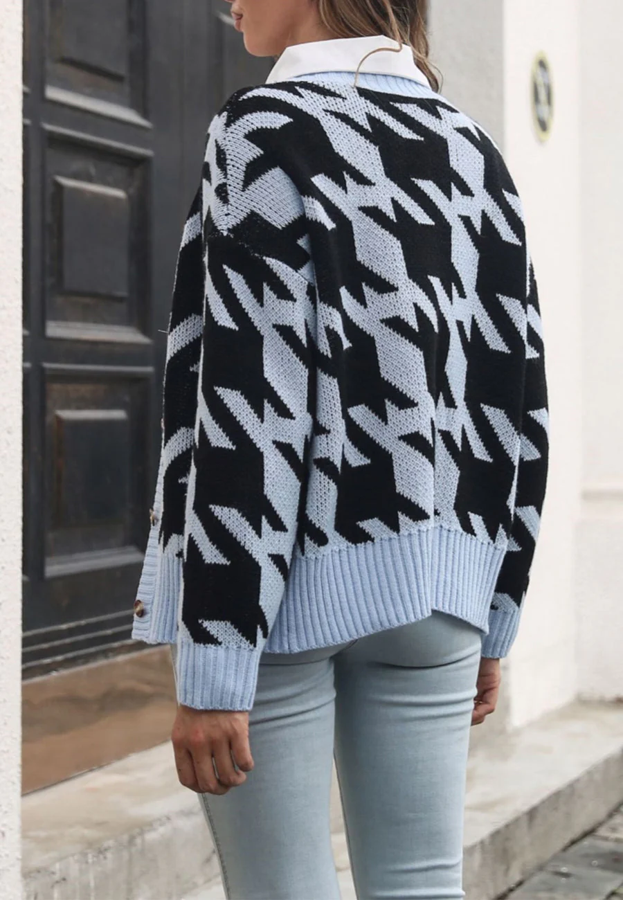 Houndstooth Button Down Cardigan - Image 8