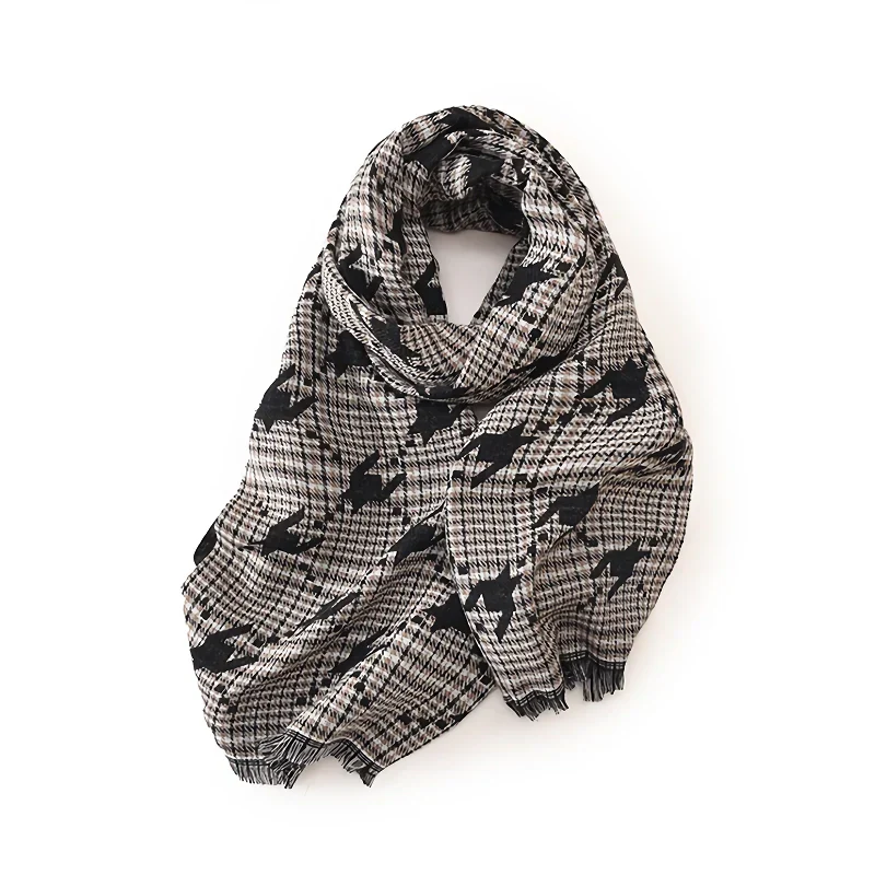 Houndstooth Imitation Cashmere Scarf Shawl Wrap - Image 2