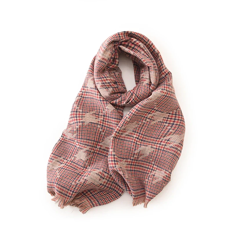Houndstooth Imitation Cashmere Scarf Shawl Wrap - Image 3