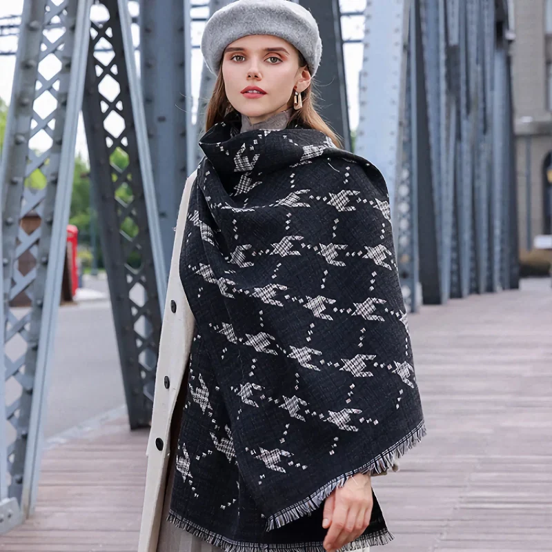 Houndstooth Imitation Cashmere Scarf Shawl Wrap - Image 5