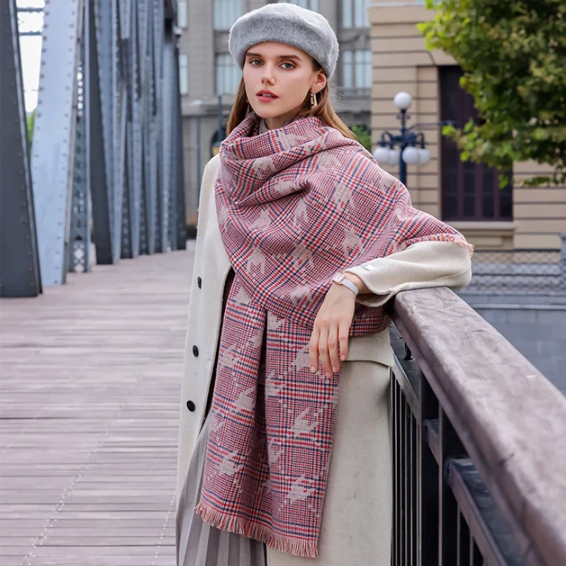 Houndstooth Imitation Cashmere Scarf Shawl Wrap - Image 7