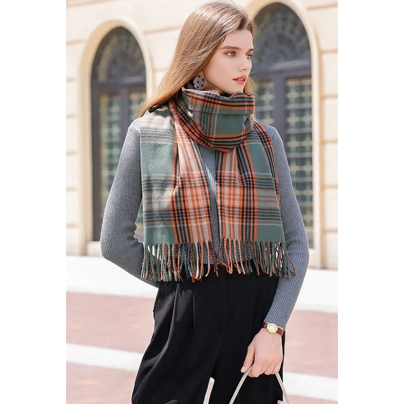Imitation Cashmere Plaid Winter Scarf - Image 10