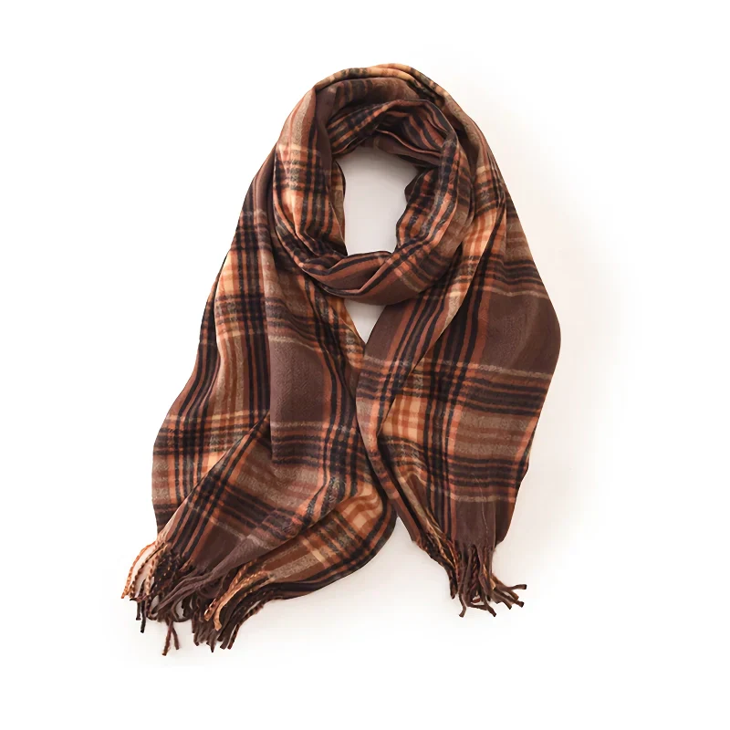 Imitation Cashmere Plaid Winter Scarf - Image 4