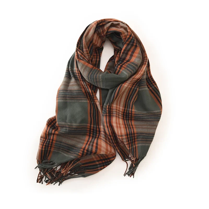 Imitation Cashmere Plaid Winter Scarf - Image 5