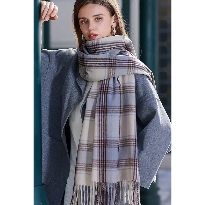 Imitation Cashmere Plaid Winter Scarf - Image 7