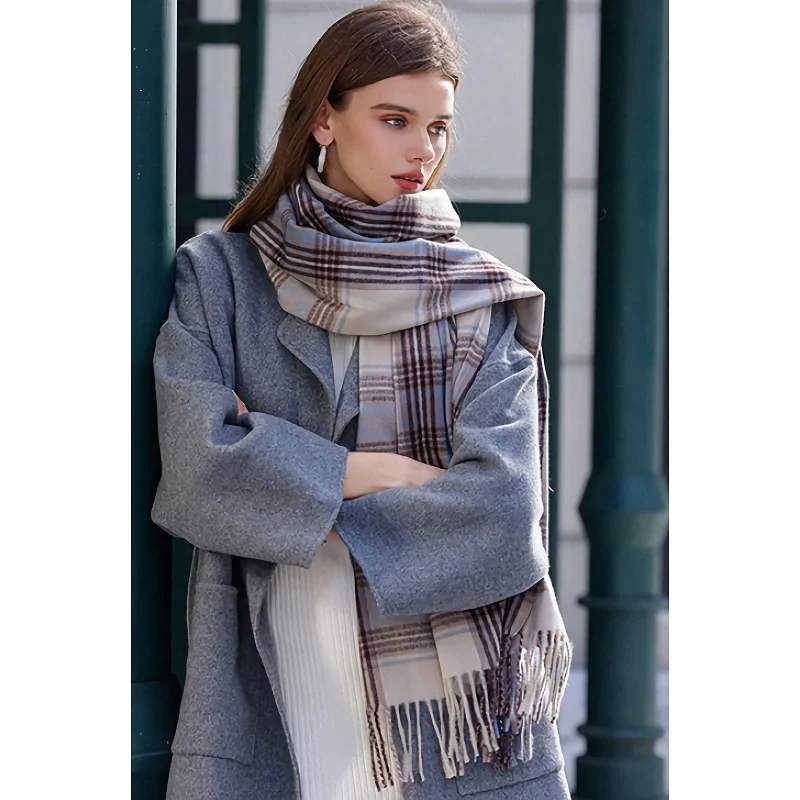 Imitation Cashmere Plaid Winter Scarf - Image 8