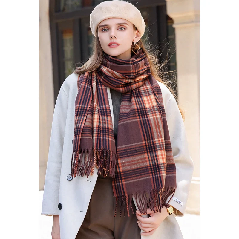 Imitation Cashmere Plaid Winter Scarf - Image 9