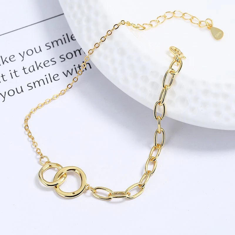 Interlocking Circles 925 Sterling Silver Bracelet - Image 2