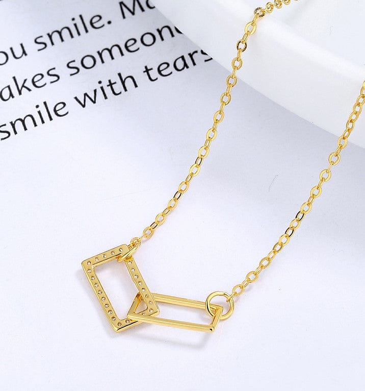 Interlocking Rectangles 925 Sterling Silver Necklace - Image 3