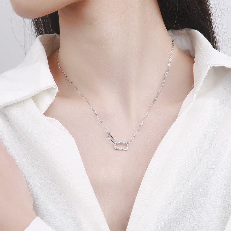 Interlocking Rectangles 925 Sterling Silver Necklace - Image 4