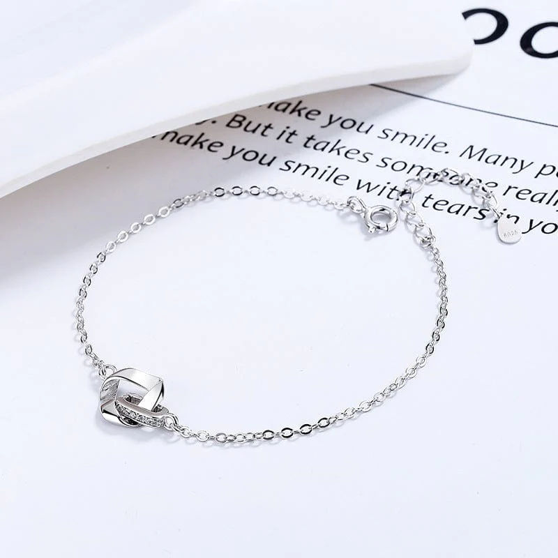 Interlocking Triangle 925 Sterling Silver Bracelet - Image 2