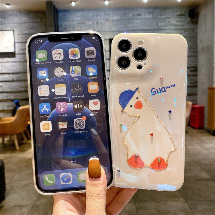 Iridescent Head Tilting Duck Phone Case - Image 4