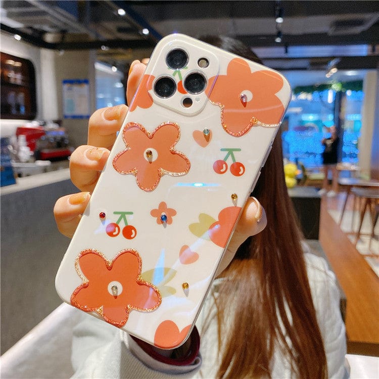 Iridescent Red Strawberry & Flowers Phone Case - Image 5