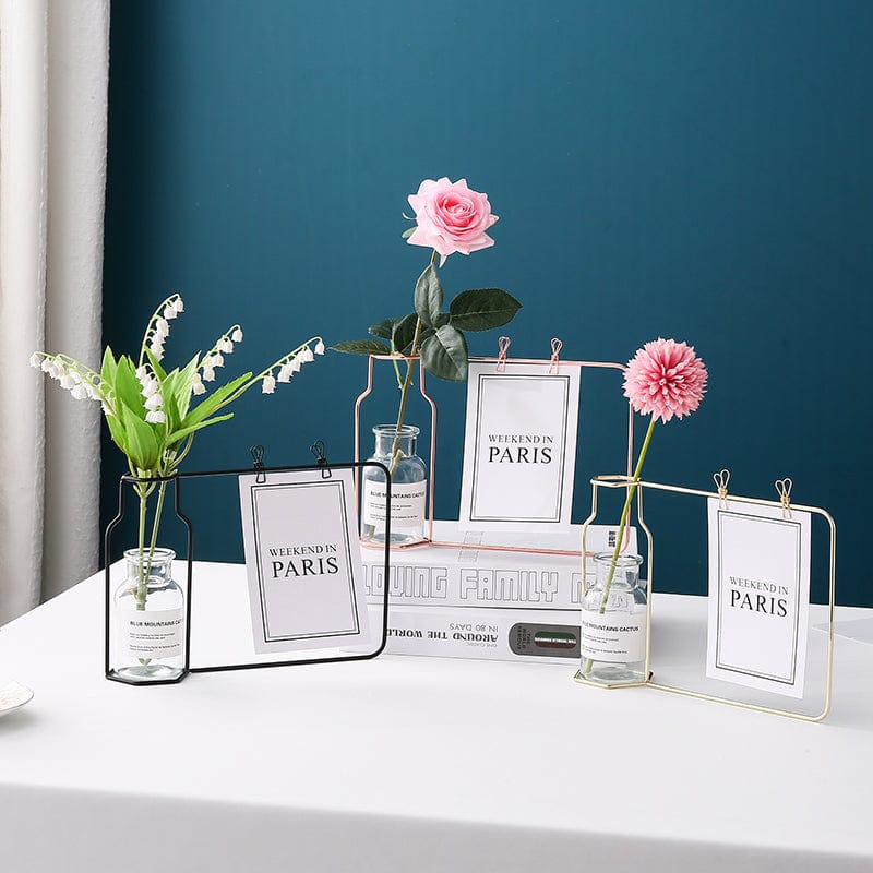 Iron Flower Vase with Glass Test Tube & Clip