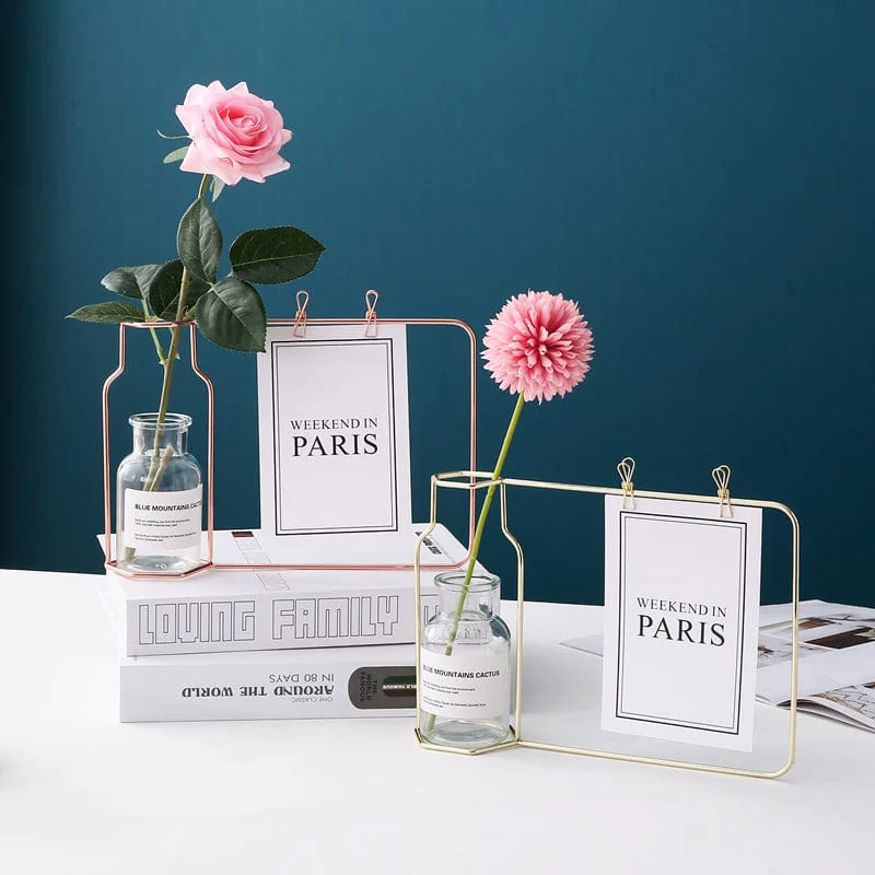Iron Flower Vase with Glass Test Tube & Clip - Image 2