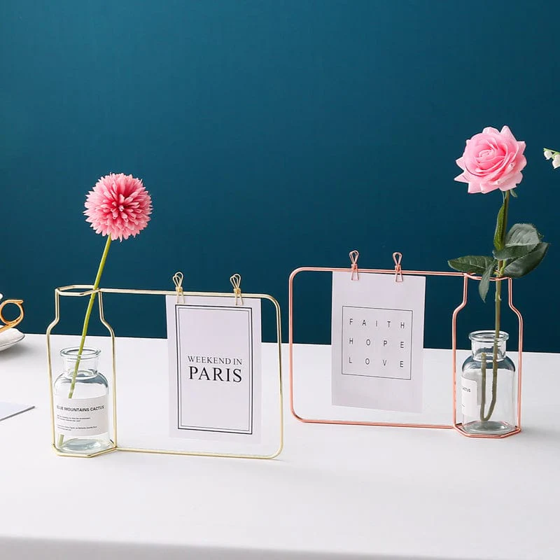 Iron Flower Vase with Glass Test Tube & Clip - Image 3