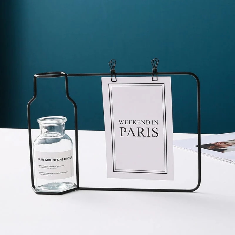 Iron Flower Vase with Glass Test Tube & Clip - Image 4
