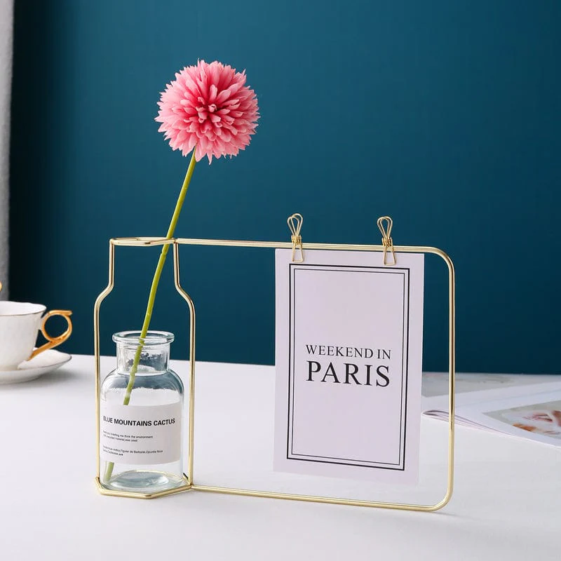Iron Flower Vase with Glass Test Tube & Clip - Image 6