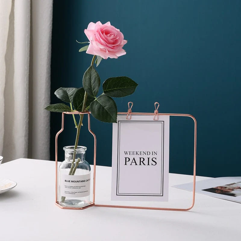 Iron Flower Vase with Glass Test Tube & Clip - Image 9