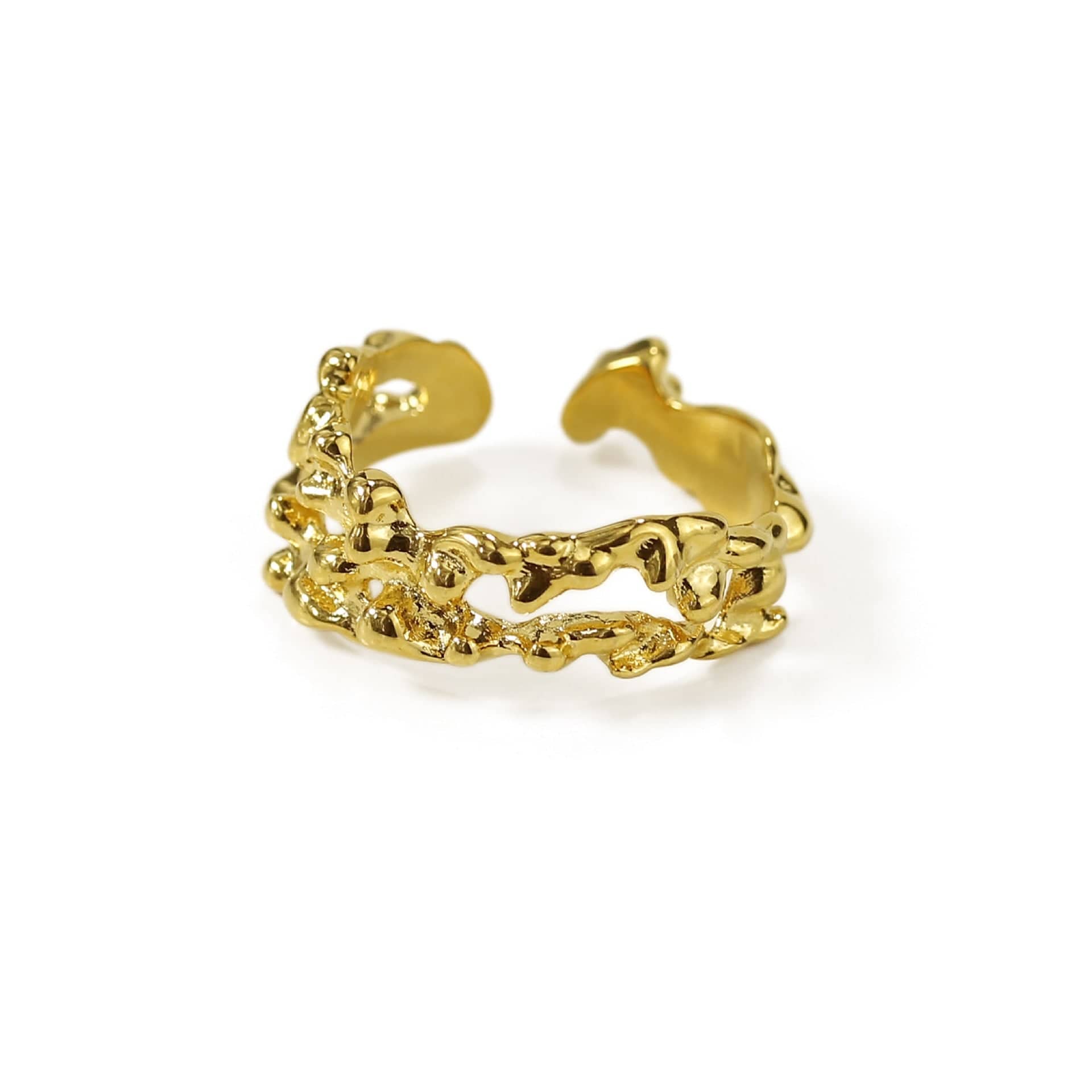 Irregular Textured Gold Open Ring - Image 2