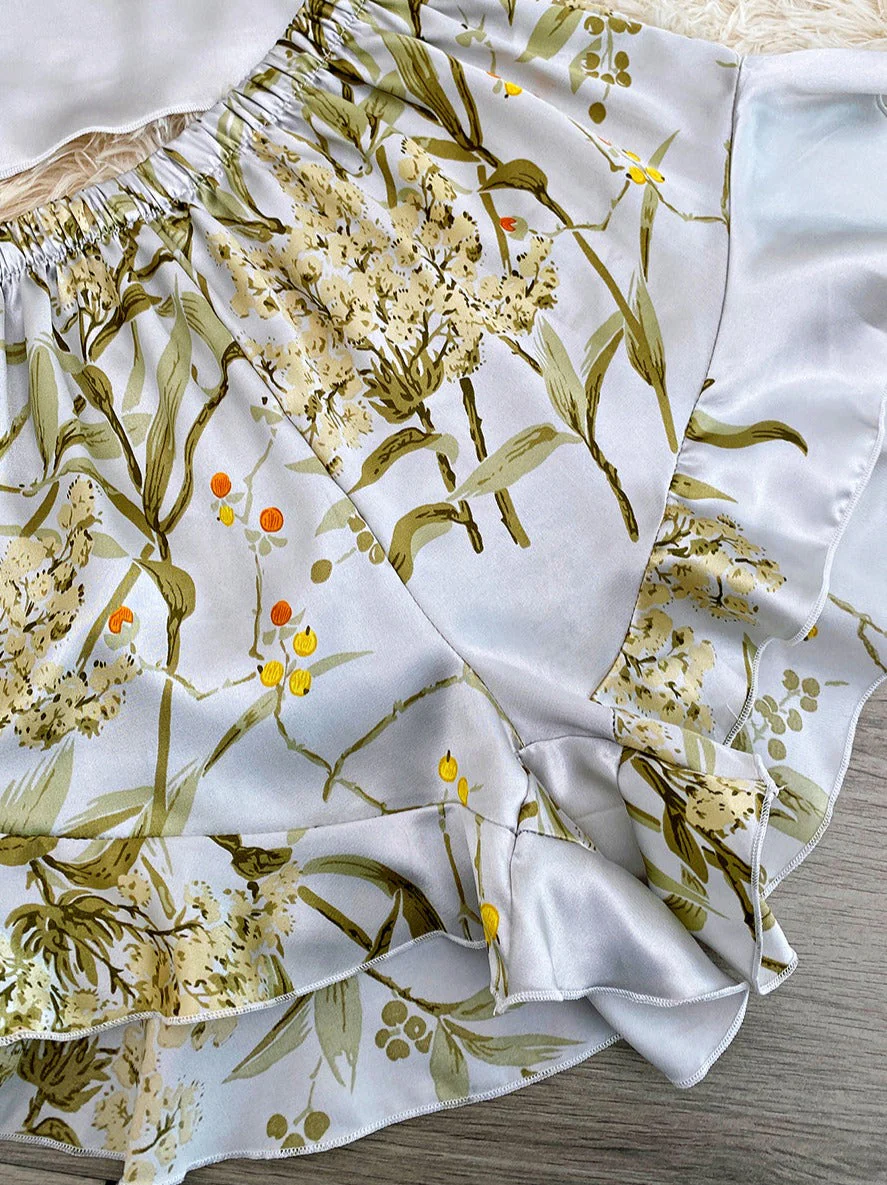Japanese Floral Print Tank and Shorts Set - Image 3