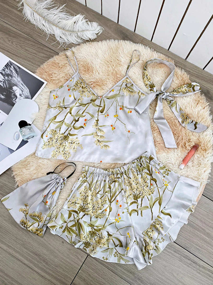 Japanese Floral Print Tank and Shorts Set - Image 4