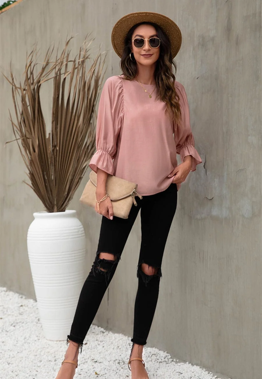 Keyhole Back Light Blouse - Image 5