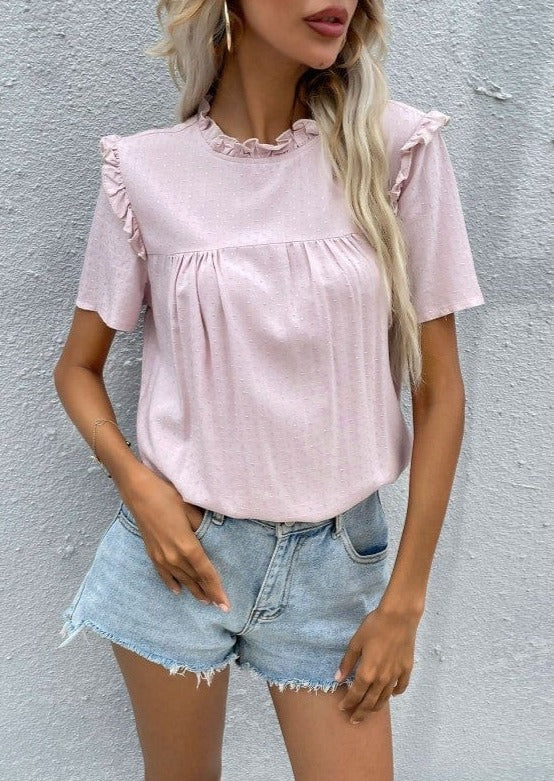 Keyhole Back Ruffle Detail Shirt - Image 2