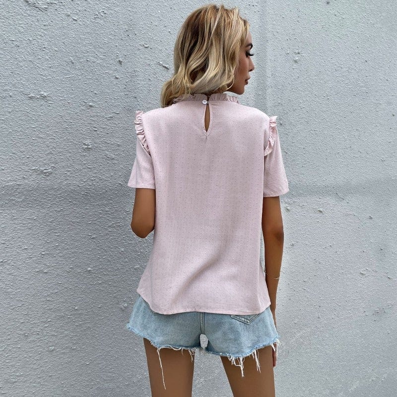 Keyhole Back Ruffle Detail Shirt - Image 4