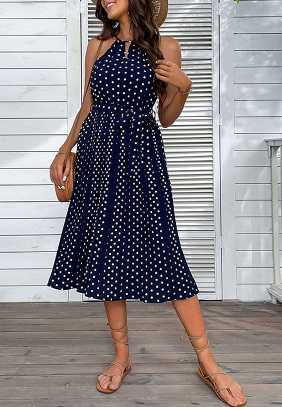 Keyhole Front Polka Dot Dress - Image 3