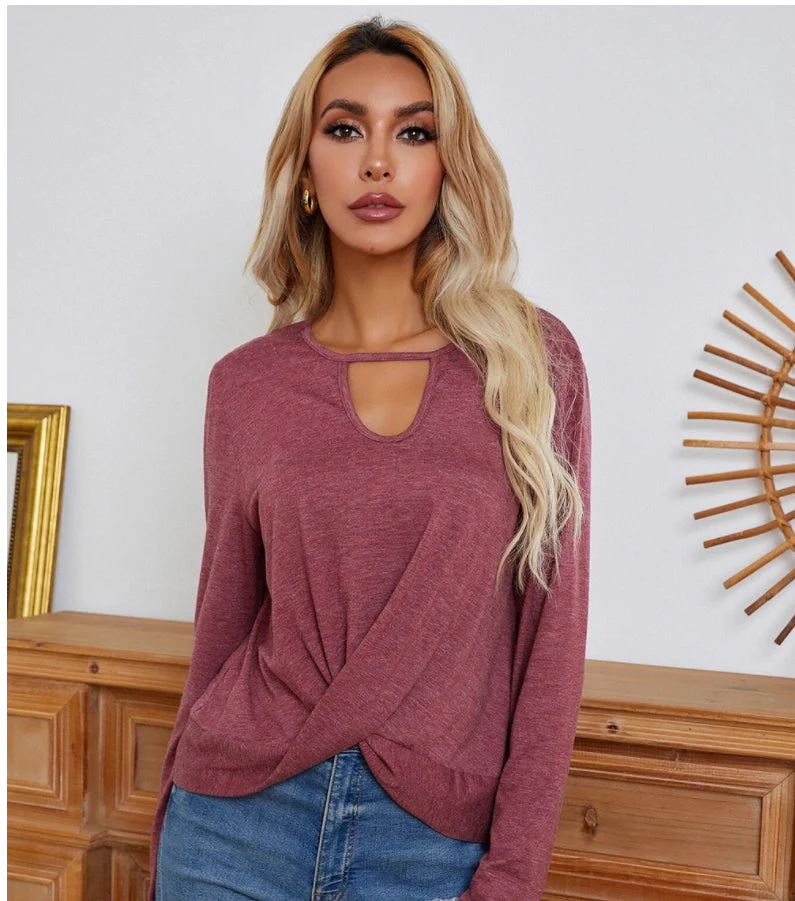 Keyhole Neck Twist Front Top - Image 10