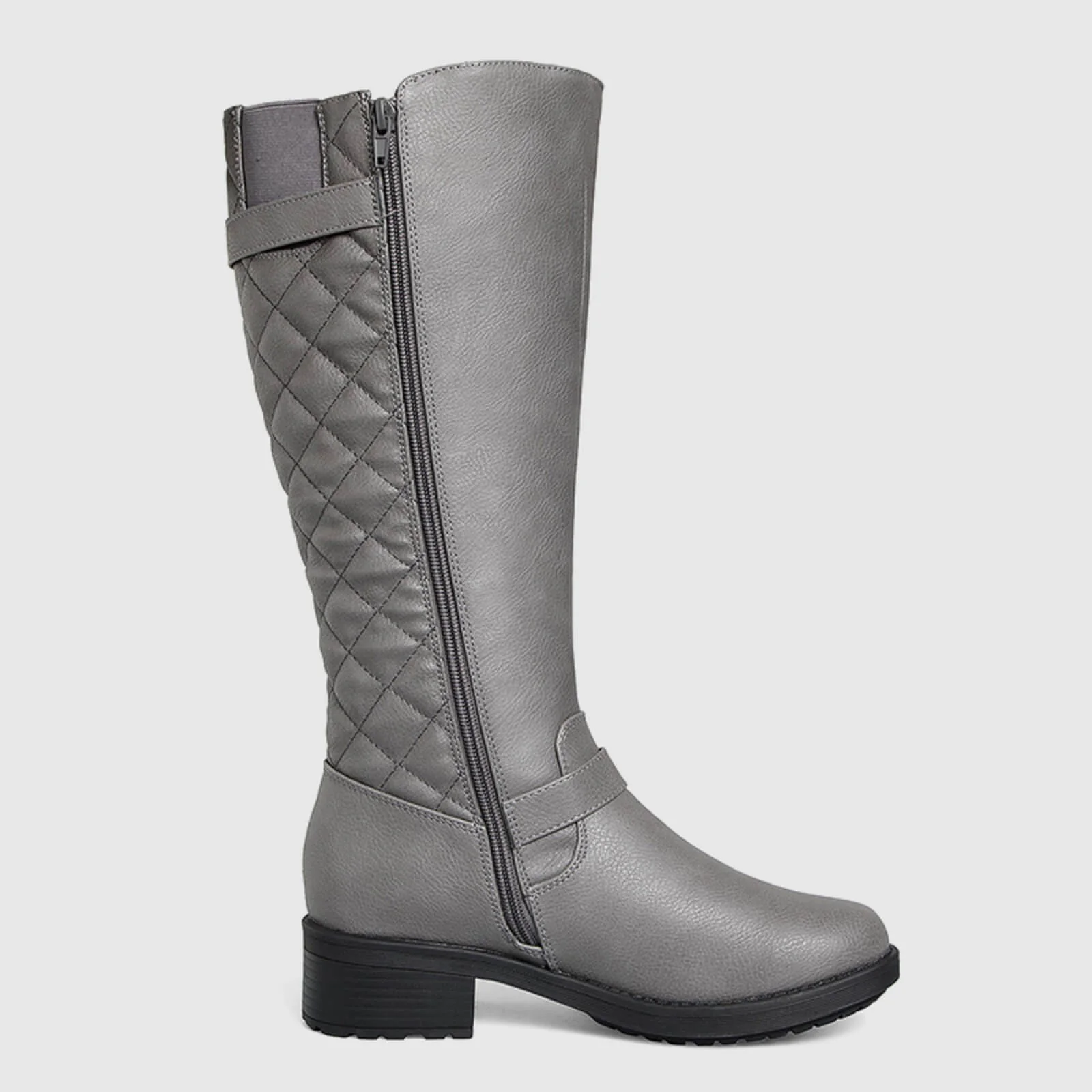 Quilted Knee High Riding Boots With Side Zipper - Image 10