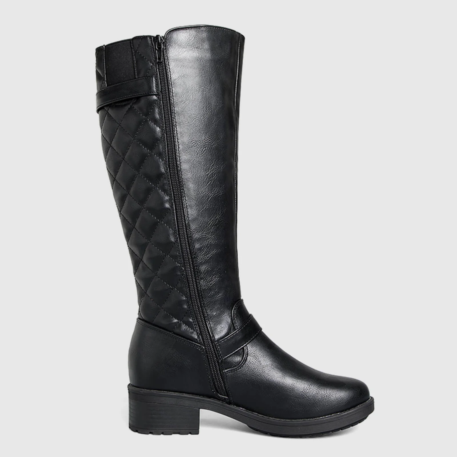 Quilted Knee High Riding Boots With Side Zipper - Image 14