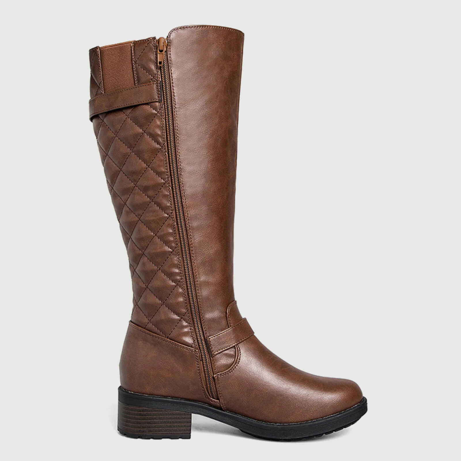 Quilted Knee High Riding Boots With Side Zipper - Image 2