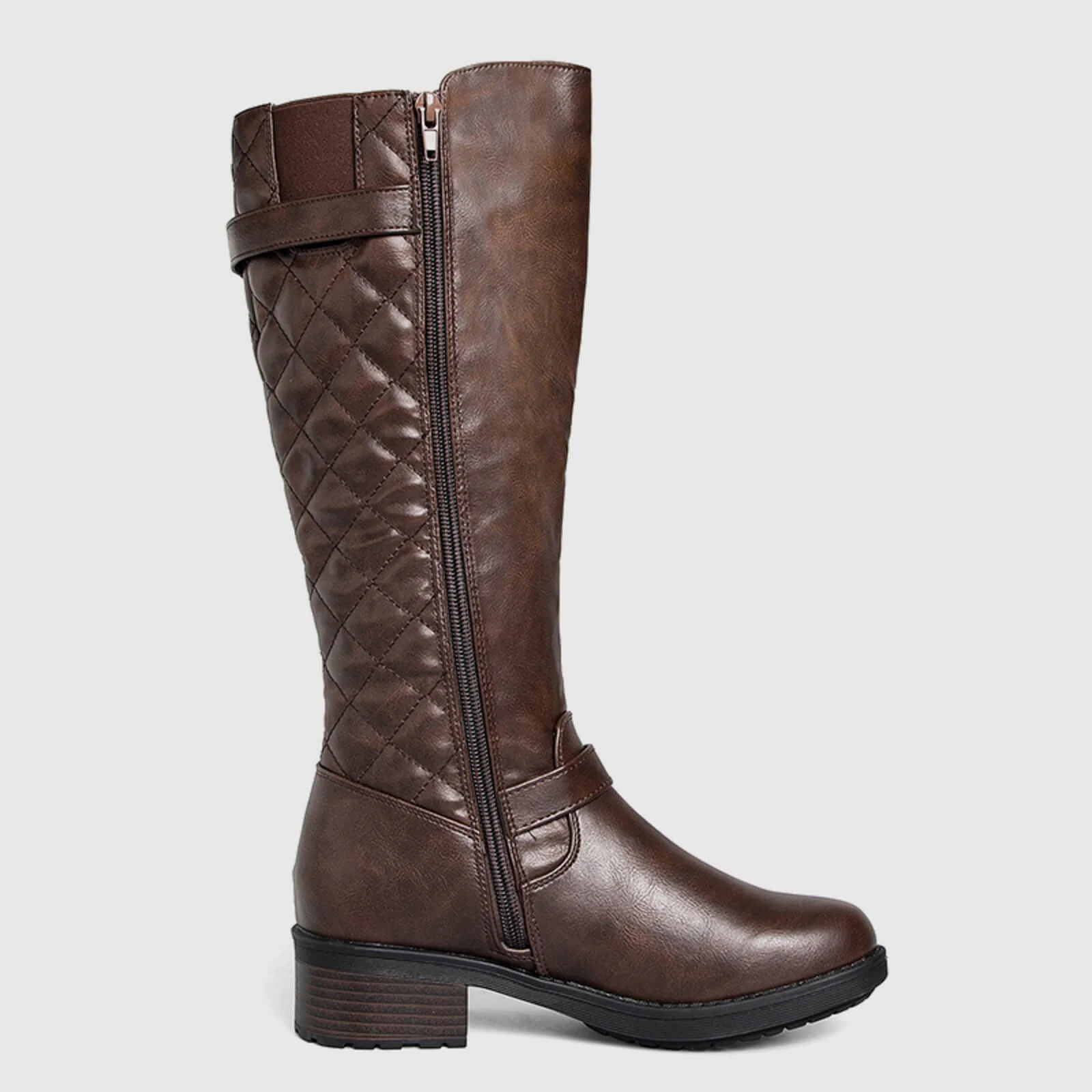 Quilted Knee High Riding Boots With Side Zipper - Image 6
