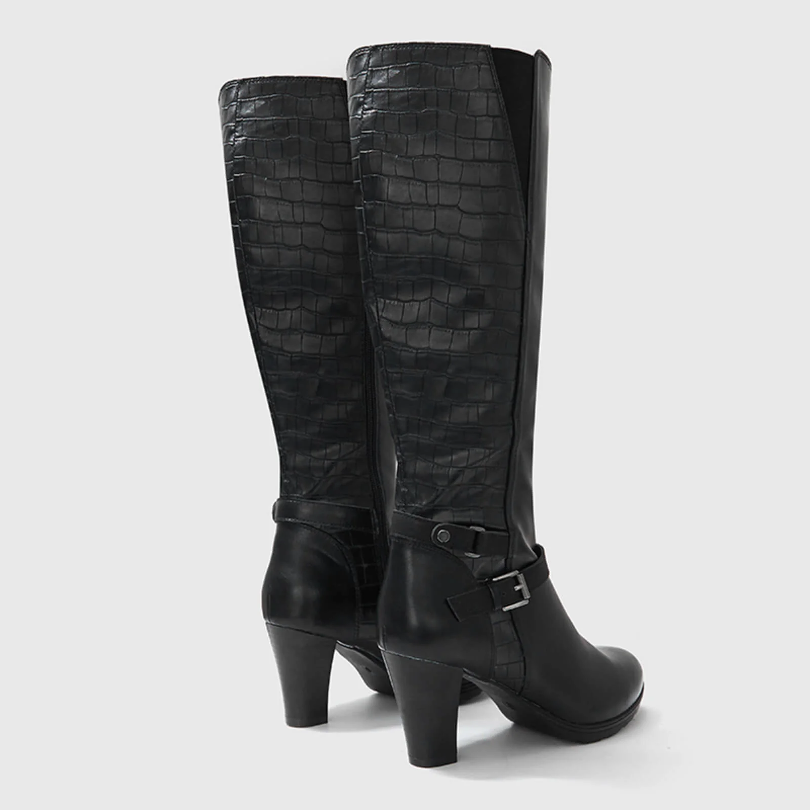 Crocodile Pattern Knee High Boots with Zipper - Image 4